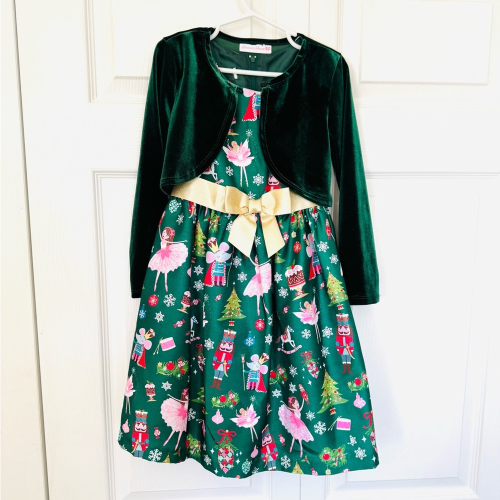 Bonnie Jean Green Nutcracker Holiday Dress Size 6
